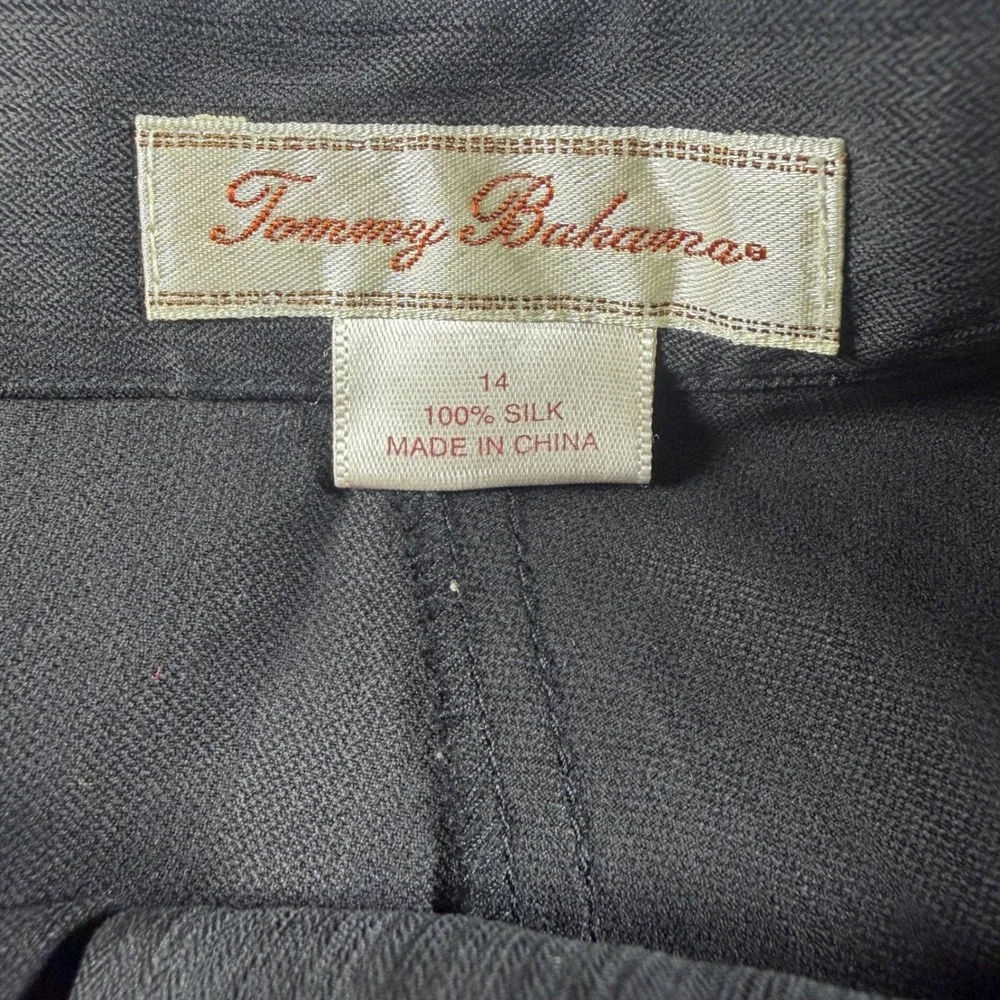Tommy Bahama Womens 14 Black 100% Silk Herringbone Dress Shorts Resort Wear 3033